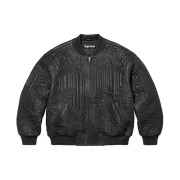 Supreme Mister Cartoon Embroidered Leather Jacket Black - 24FW