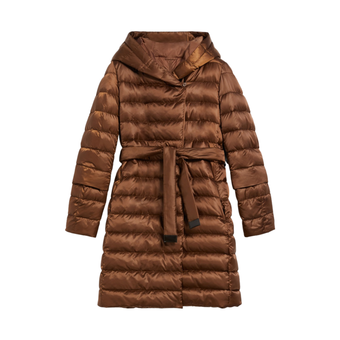 (W) 막스마라 더 큐브 노베프 리버시블 방수 소재 사틴 로브 코트 토바코((W) Max Mara The Cube Novef Reversible Robe Coat in Water-Resistant Satin Tobacco) - 1