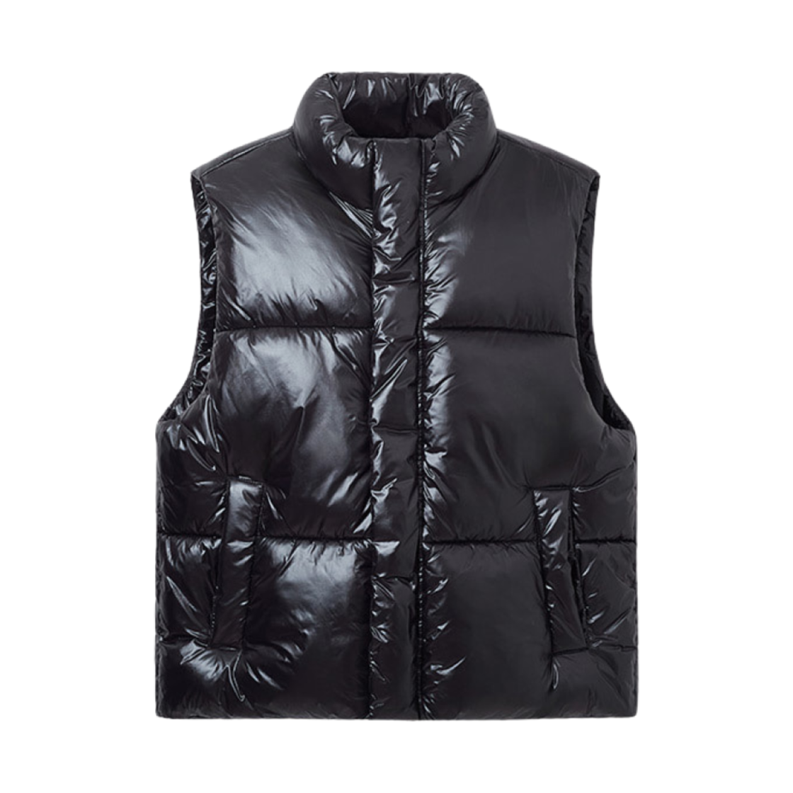 스파오 베이직 다운 베스트 글로시 블랙(Spao Basic Down Vest Glossy Black)