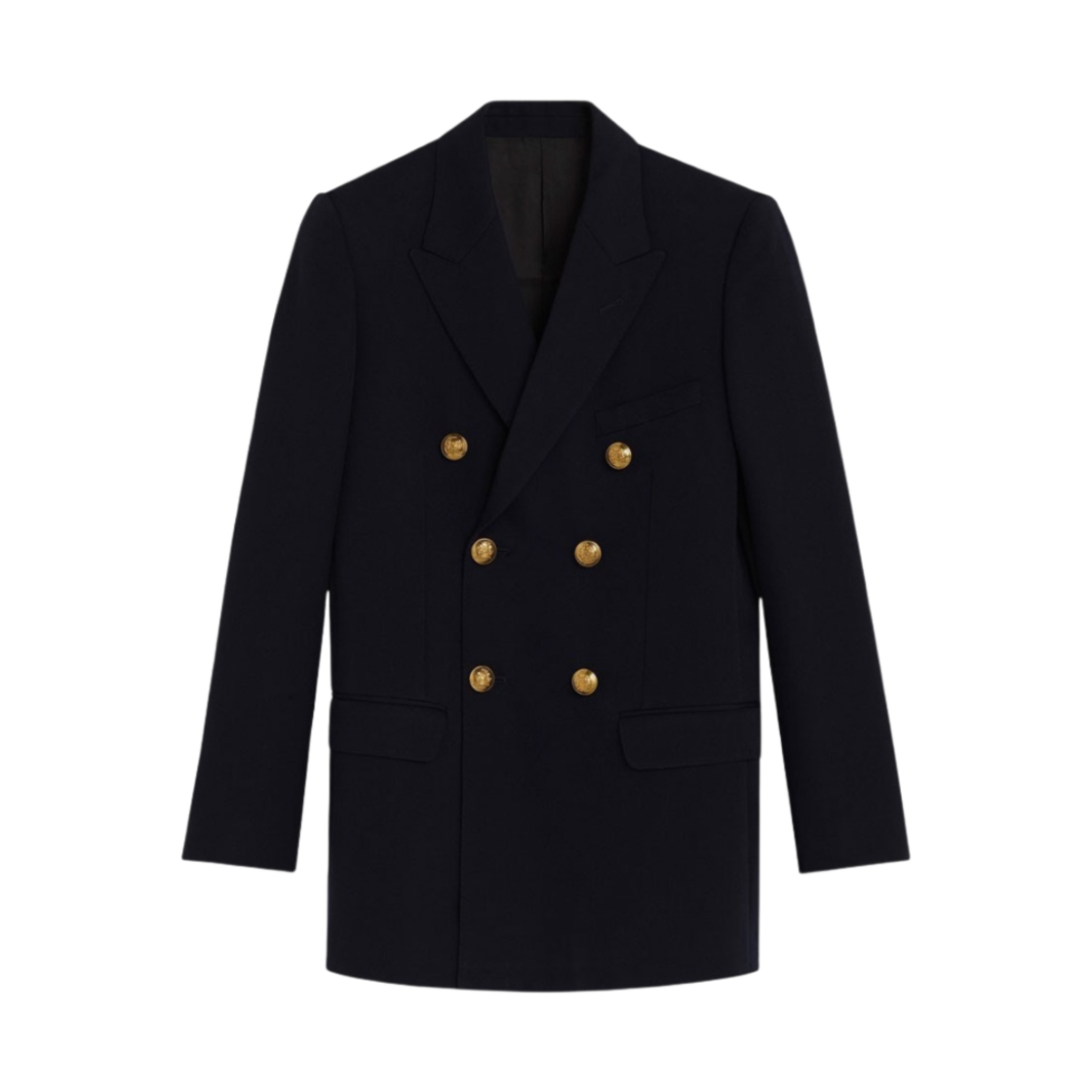 (W) 셀린느 다이애그널 울 롱 자켓 네이비((W) Celine Long Jacket in Diagonal Wool Navy) - 1