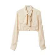 (W) Miu Miu Crepe De Chine Blouse Albino White