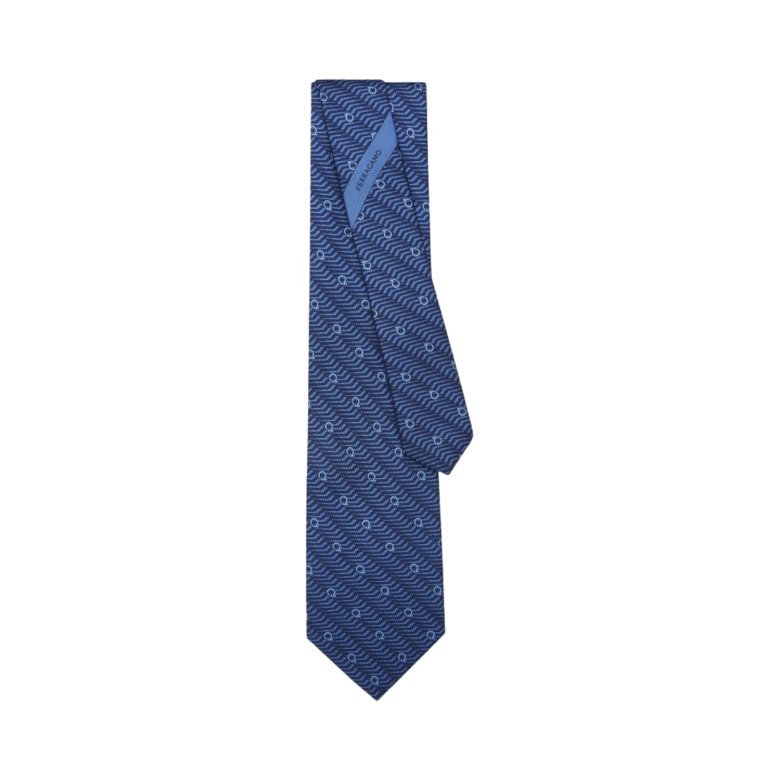 350887-762111 Ferragamo Dream Print Silk Tie Marine Blue
