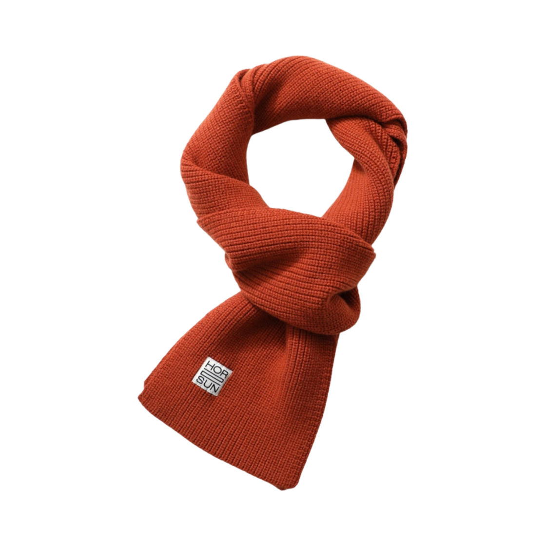 홀리선 스키프 슈퍼파인 울 니트 립 머플러 러스트 오렌지(Horlisun Skiff Superfine Wool Knit Rib Muffler Rust Orange)