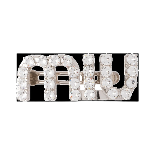 5JF082-2DNC-F0OKL (W) Miu Miu Crystal Hair Clip Steel