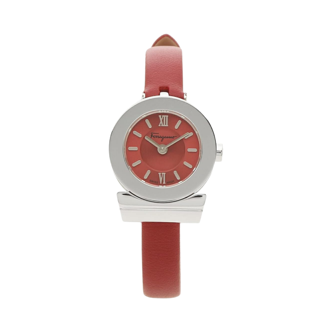 (W) 페라가모 간치니 쿼츠 22.5mm 레더 레드((W) Ferragamo Gancini Quartz 22.5mm Leather Red)