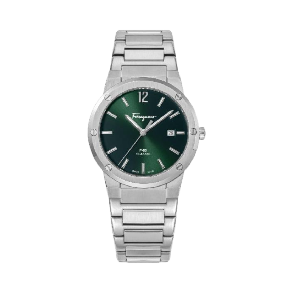 페라가모 F-80 클래식 쿼츠 41mm 그린 실버 스틸(Ferragamo F-80 Classic Quartz 41mm Green Silver Steel)