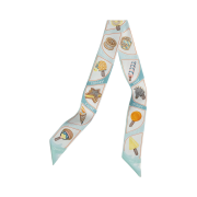 (W) Hermes Funny Ice Cream Twilly Aqua Orange Jaune