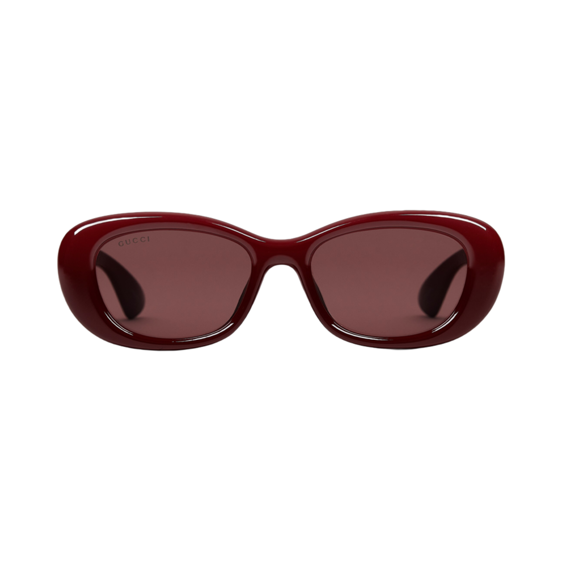 819533-J1691-6060 (W) Gucci Low Nose Bridge Fit Oval Sunglasses Shiny Solid Rosso Ancora Red