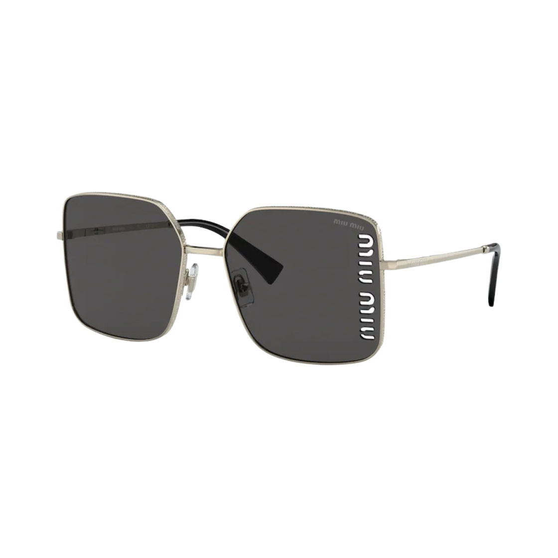 (W) 미우 미우 아이웨어 컬렉션 선글라스 슬레이트 그레이 렌즈 페일 골드 메탈((W) Miu Miu Eyewear Collection Sunglasses Slate Grey Lenses Pale Gold Metal) - 2