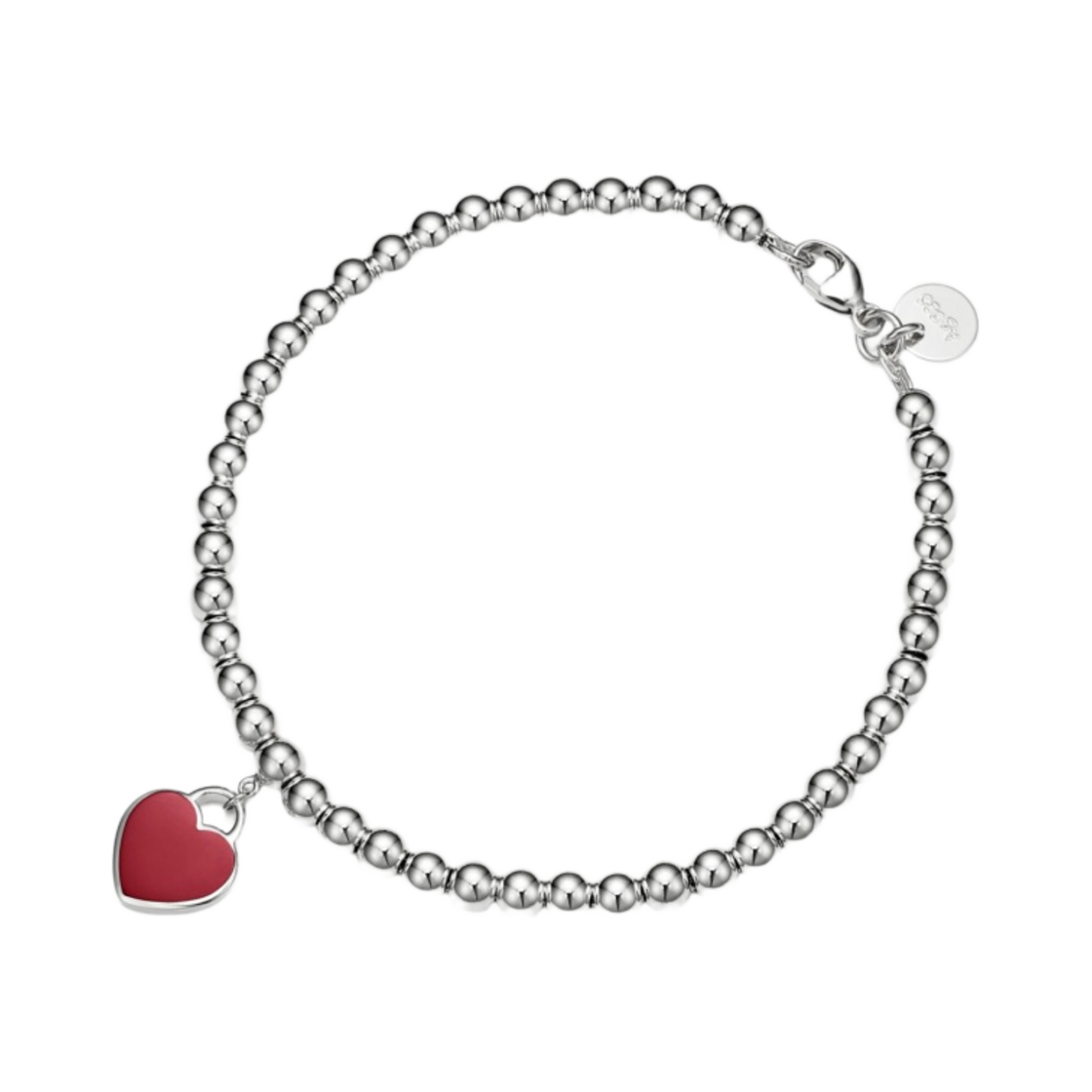 티파니 앤 코 리턴 투 티파니 레드 미니 하트 비드 브레이슬릿 4mm 실버 다이아몬드(Tiffany & Co. Return to Tiffany Red Mini Heart Bead Bracelet 4mm Silver with Diamonds)