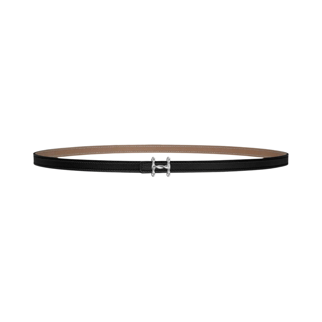 (W) 에르메스 H 토르사드 벨트 버클 & 리버서블 가죽 스트랩 13mm & 실버 누아 에뚜쁘((W) Hermes H Torsade Belt Buckle & Reversible Leather Strap 13mm & Silver Noir Etoupe) - 1