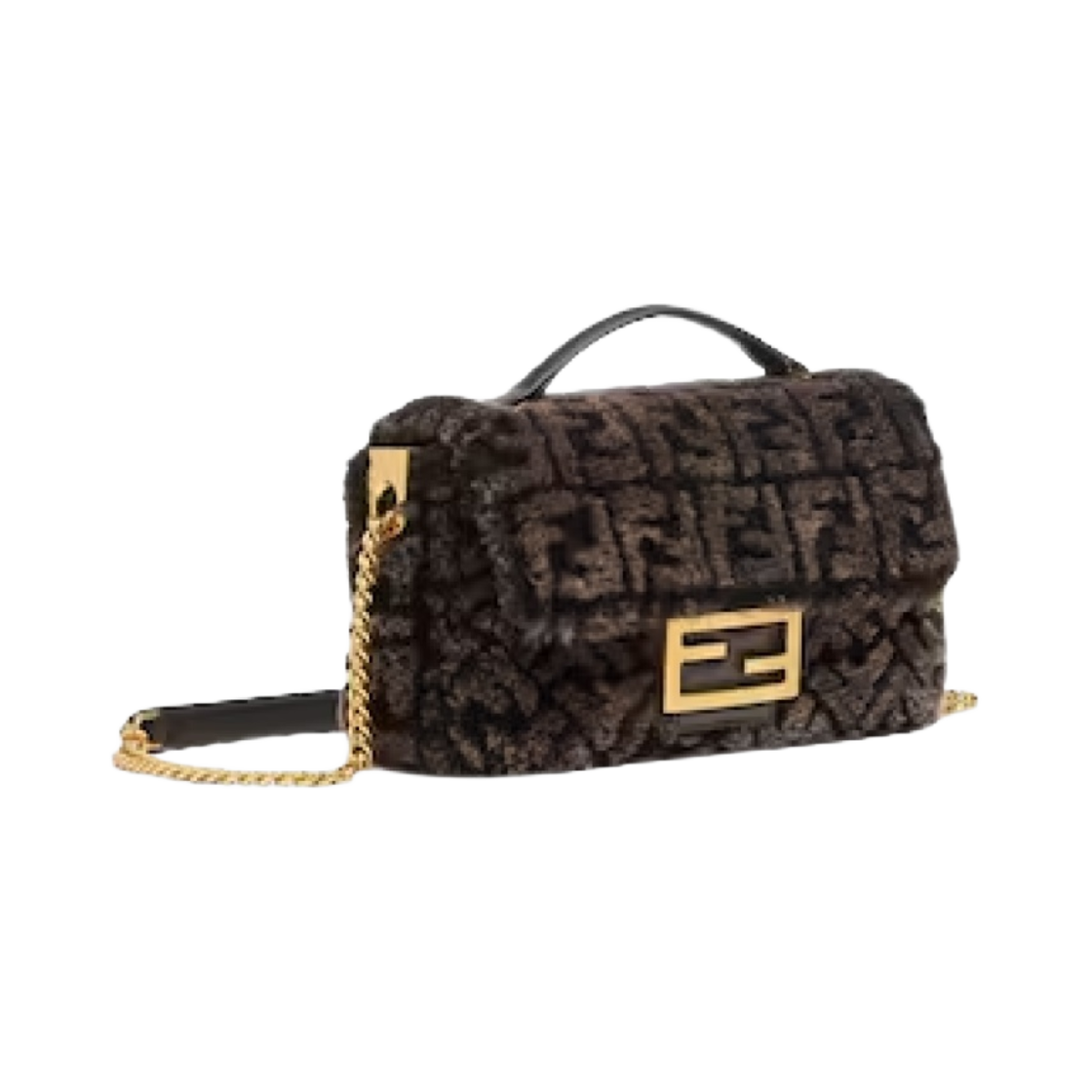 펜디 FF 모티프 바게트 체인 미디 쉽스킨 백 다크 브라운(Fendi Baguette Chain Midi Sheepskin Bag with FF Motif Dark Brown) - 2