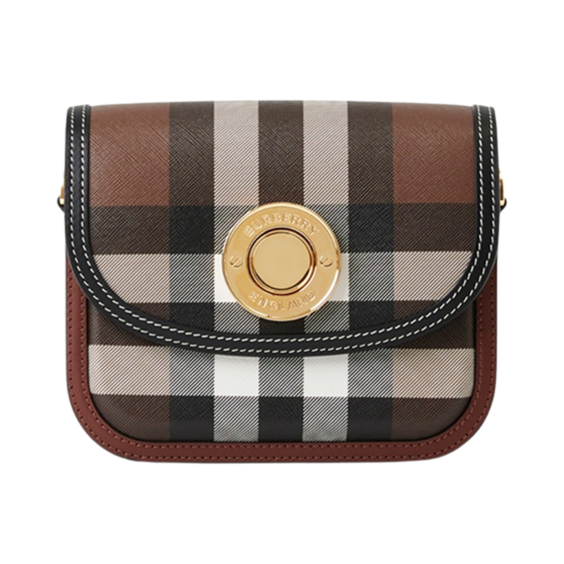8069657 Burberry Check and Leather Small Elizabeth Bag Dark