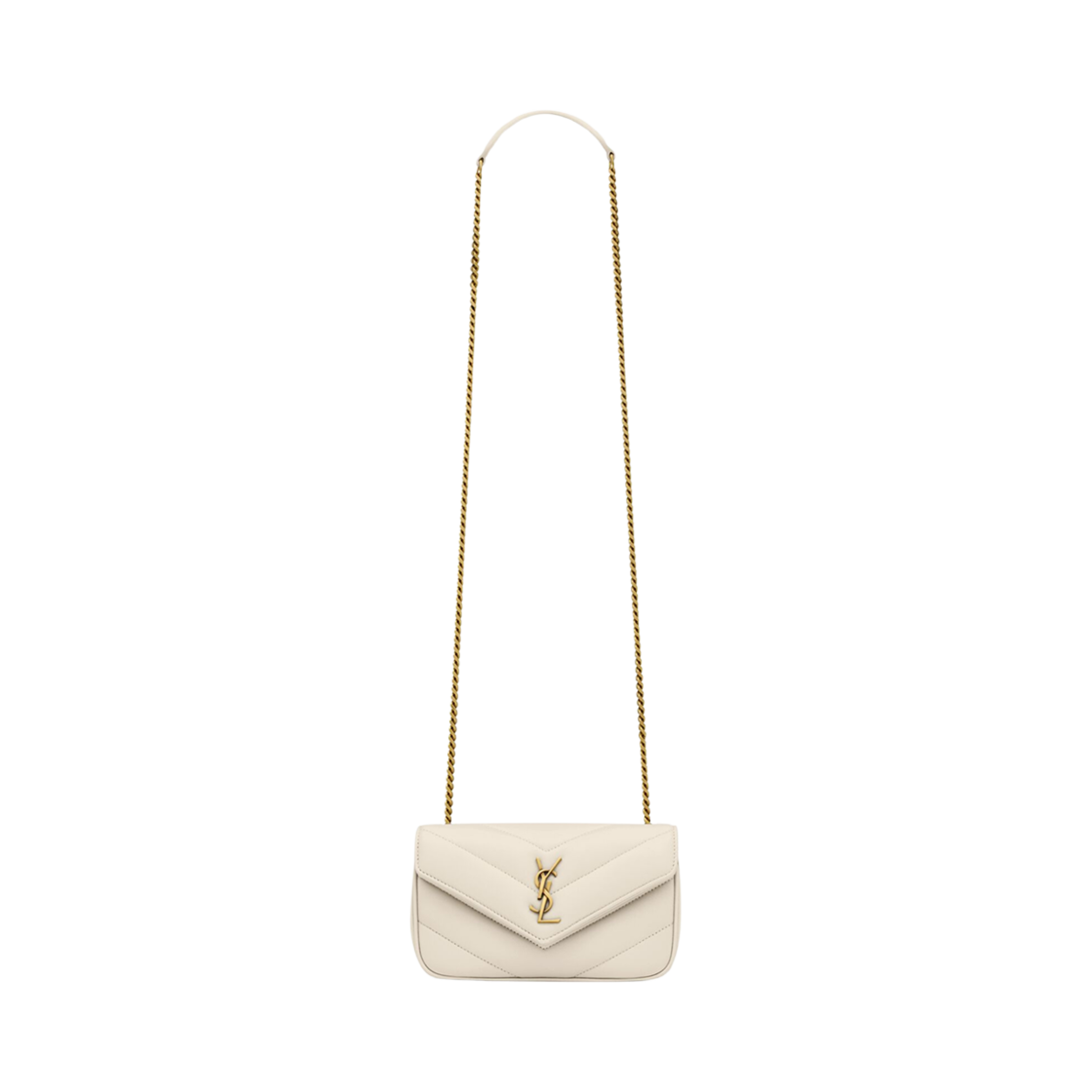 821749-AAEAX-9207 Saint Laurent Loulou Mini in Lambskin Blanc Vintage