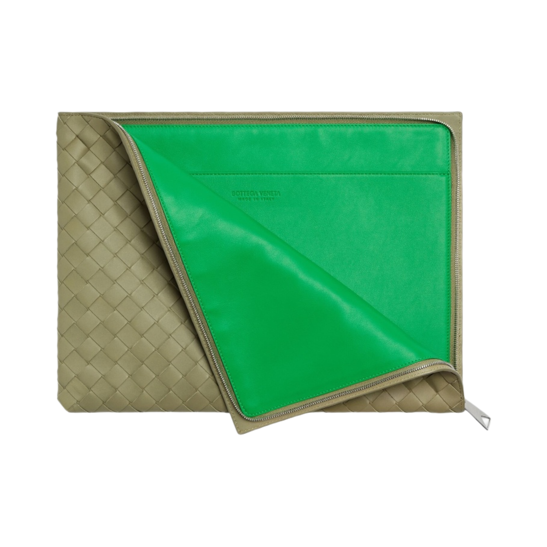 보테가 베네타 하프집 파우치 트래버틴 패러킷(Bottega Veneta Half-Zip Pouch Travertine Parakeet) - 2