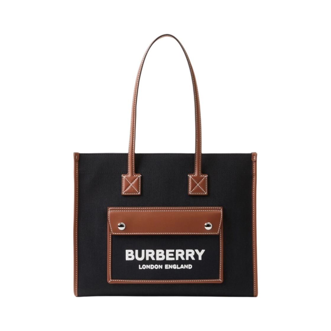 버버리 스몰 프레야 토트백 블랙 탄(Burberry Small Freya Tote Black Tan) - 1