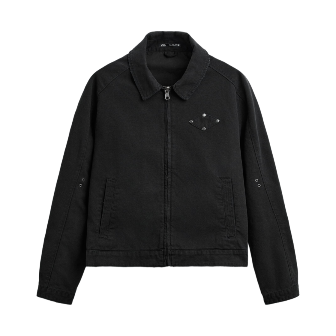자라 스터드 워시드 자켓 블랙(Zara Washed Jacket With Studs Black)
