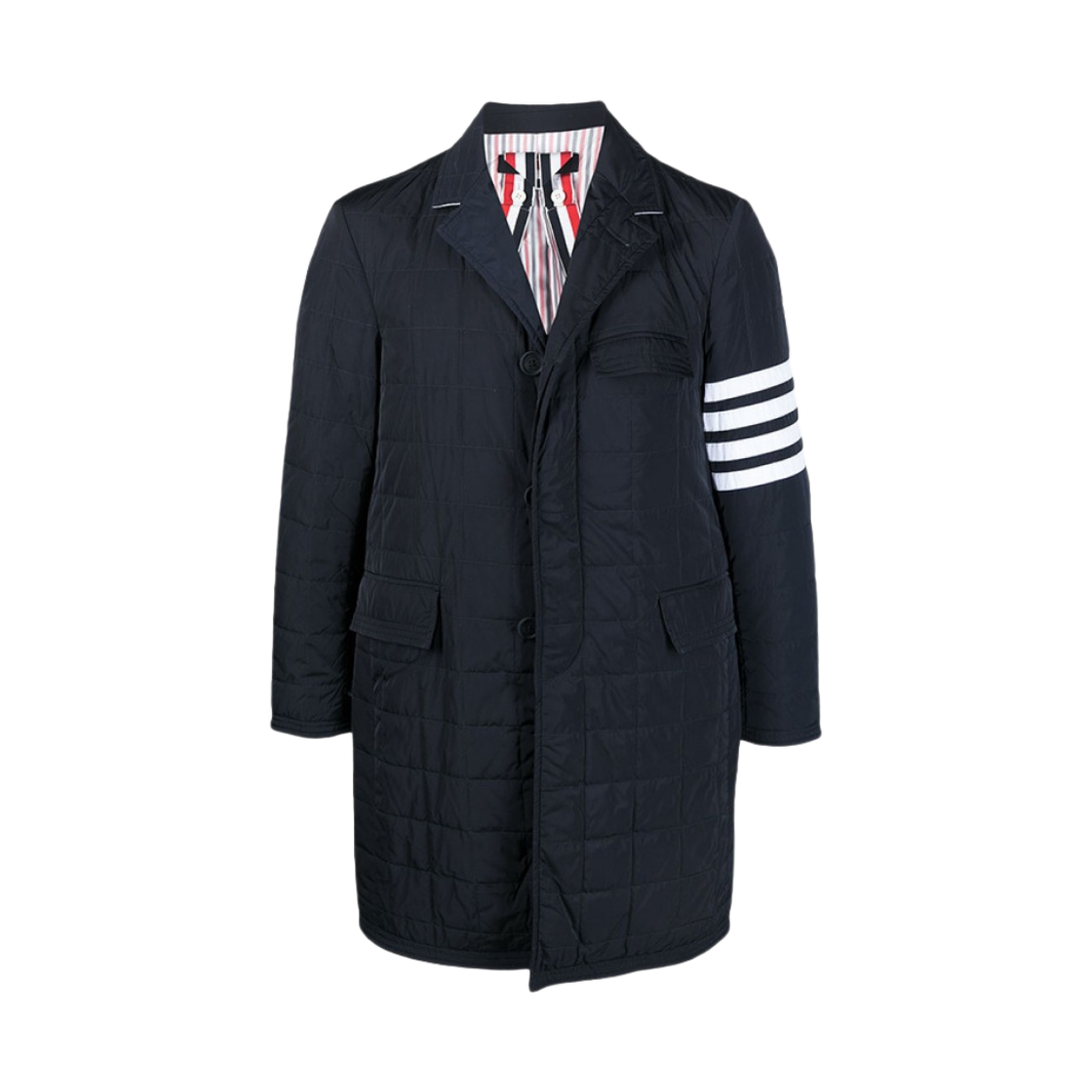 톰브라운 폴리 트윌 다운 필드 사선 체스터필드 코트 네이비