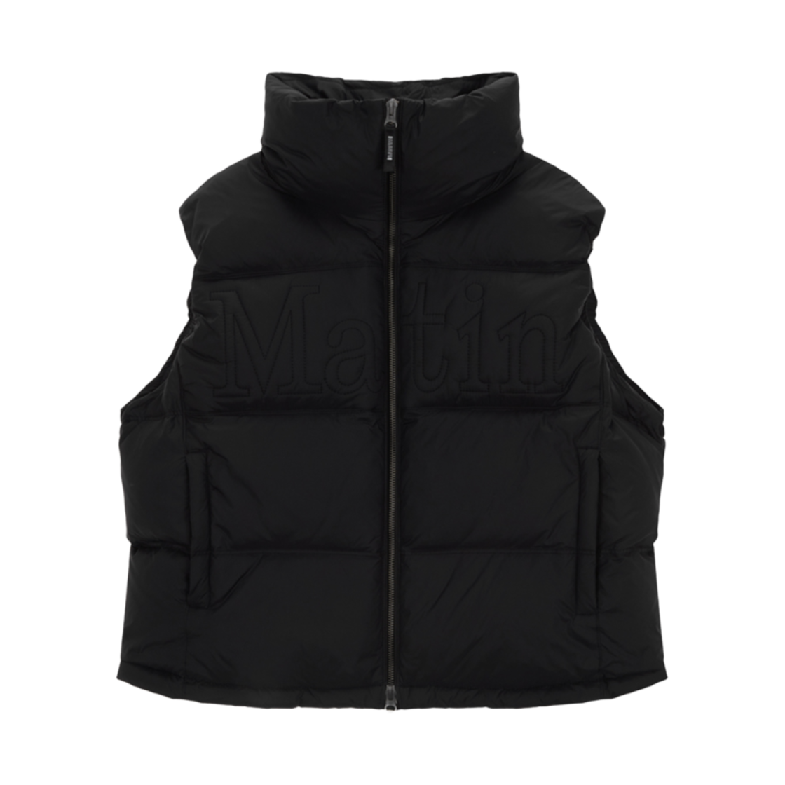 (W) 마뗑킴 빅 로고 포인트 다운 베스트 블랙((W) Matin Kim Big Logo Point Down Vest Black)