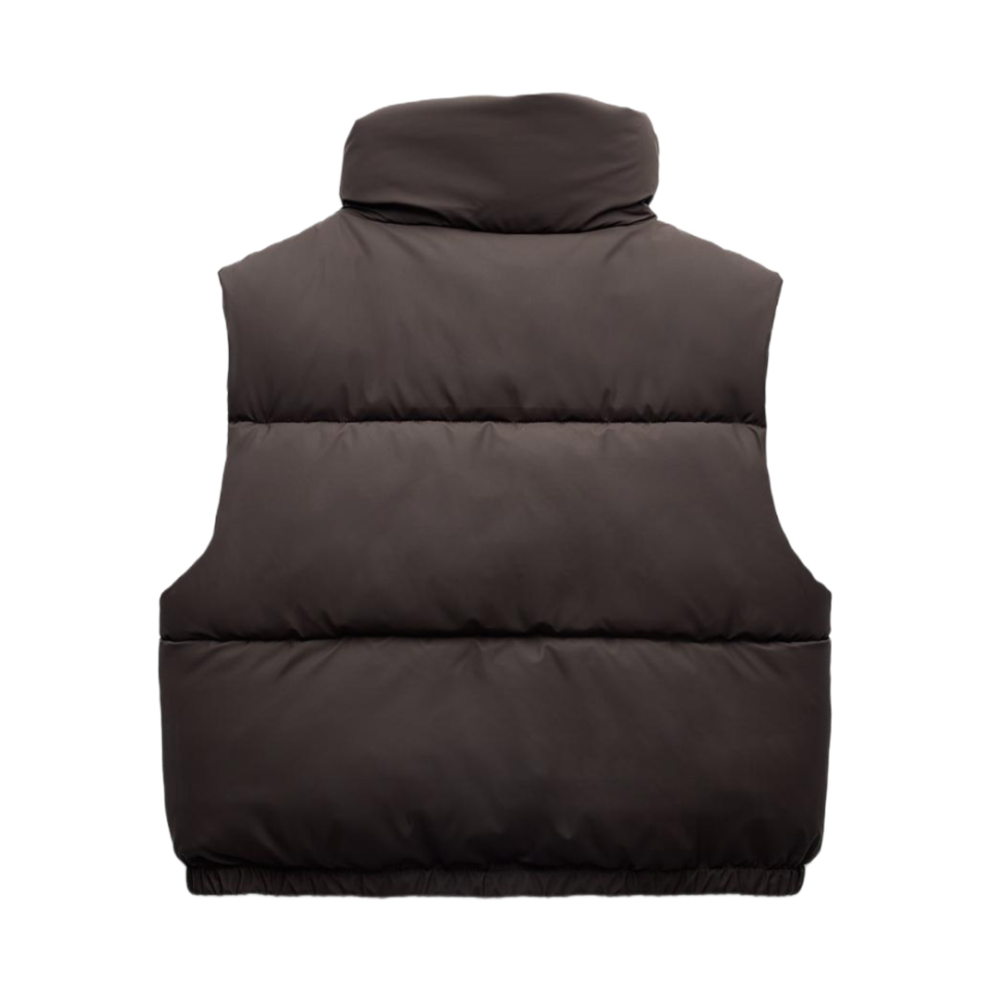 (W) 자라 러버라이즈드 크롭드 퍼퍼 질레 다크 브라운((W) Zara Rubberised Cropped Puffer Gilet Dark Brown) - 2