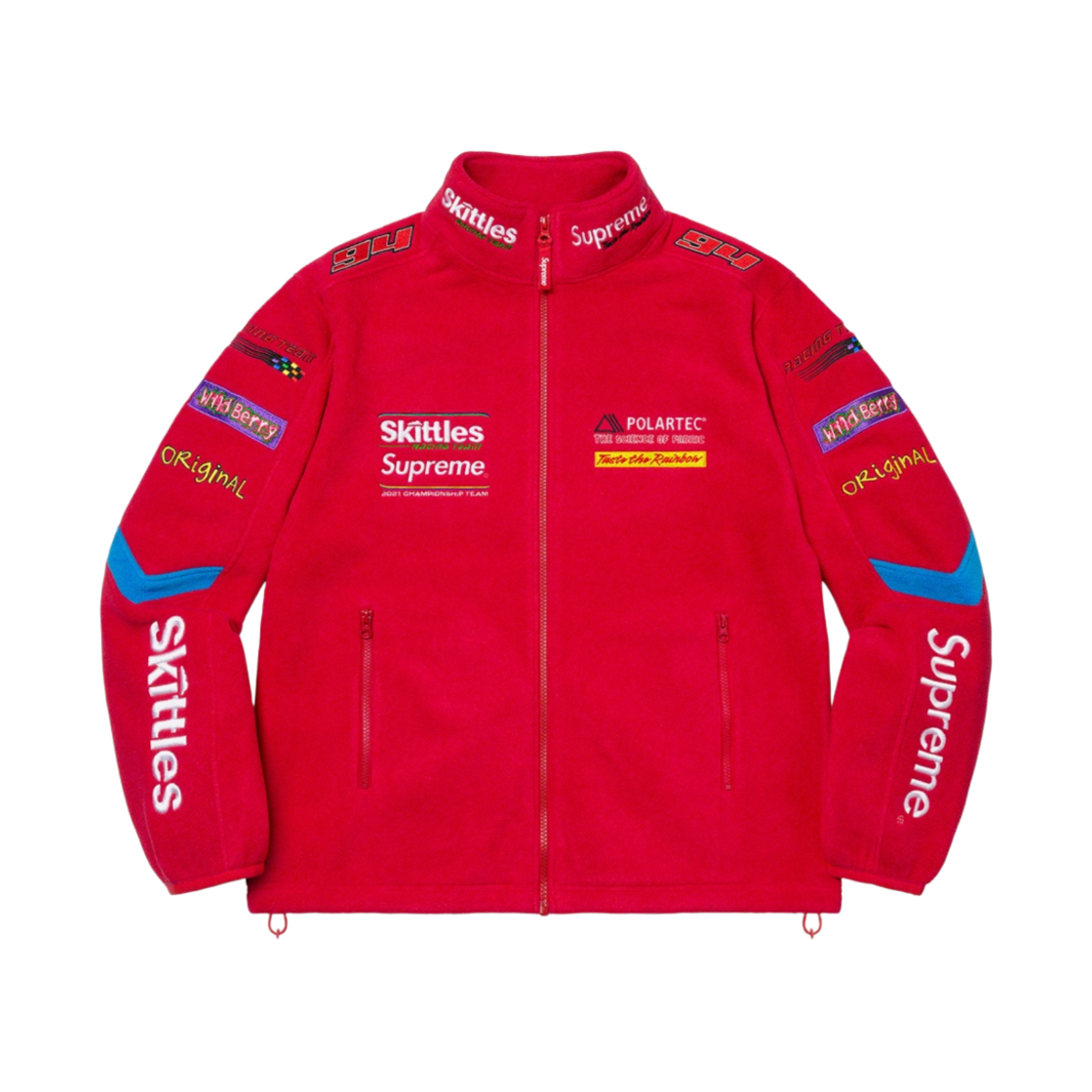 슈프림 x 스키틀즈 폴라텍 자켓 레드 - 21FW
