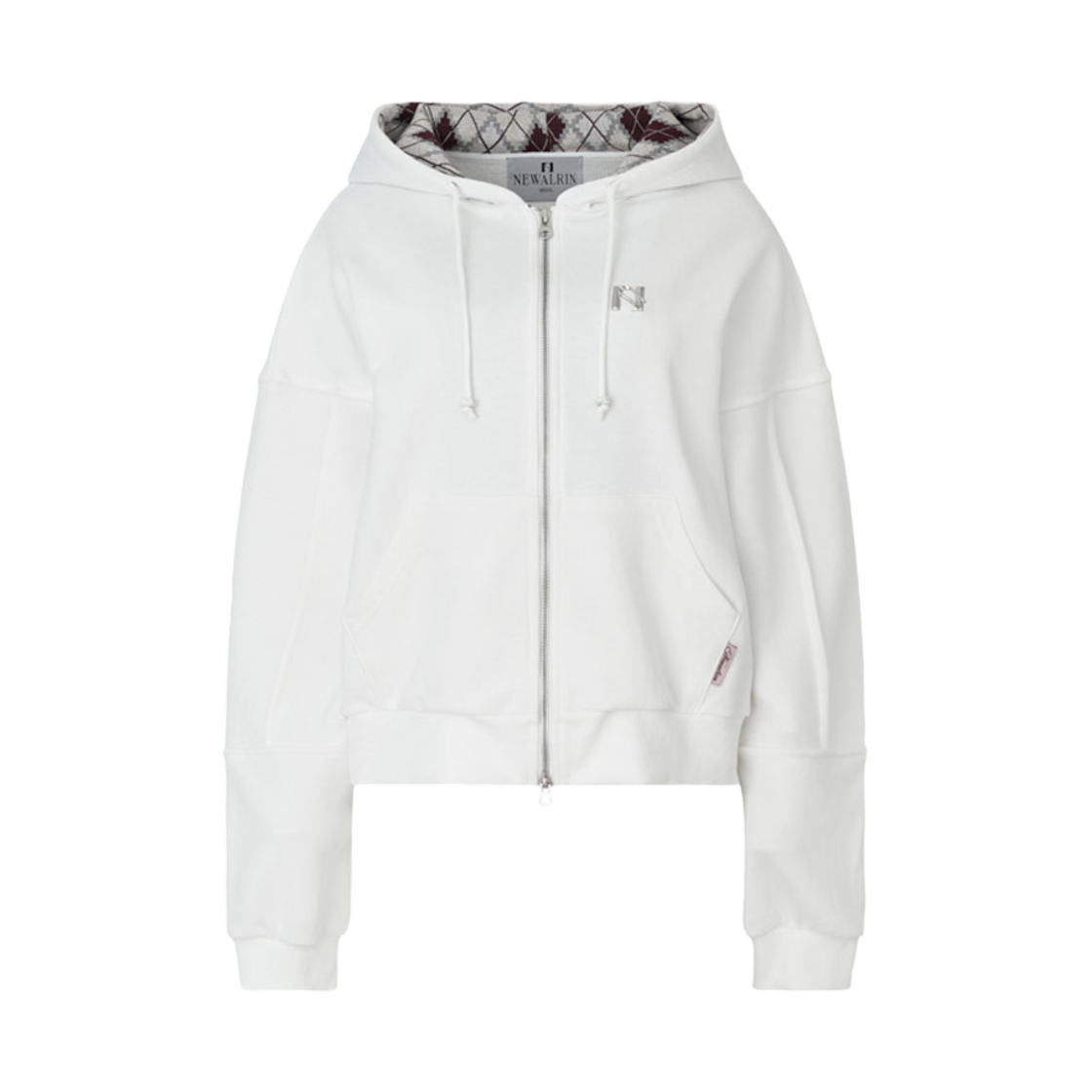 [KREAM 단독 / 예약 배송] 뉴얼린 롤리팝 체크 후드집업  화이트([KREAM 단독 / 예약 배송] Newalrin Lollipop Check Hoodie Zip Up White)