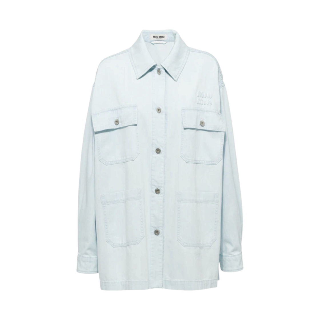 (W) 미우 미우 데님 블루종 자켓 라이트 블루((W) Miu Miu Denim Blouson Jacket Light Blue) - 1