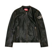 Diesel L-Cobbe Biker Jacket in Wrinkled Leather Brown