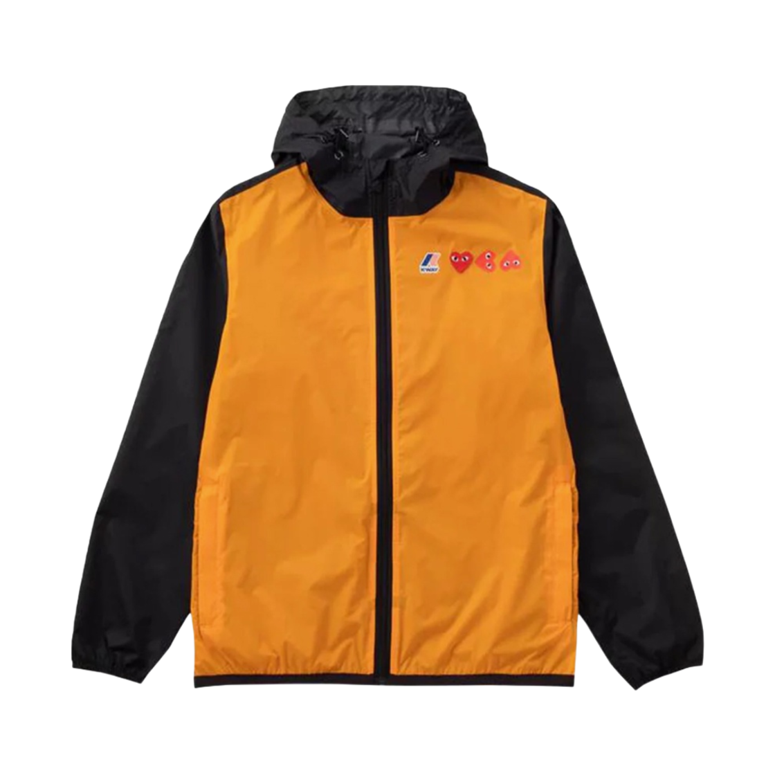[20% 쿠폰] 플레이 꼼데가르송 x 까웨 풀 집 자켓 오렌지 블랙([20% 쿠폰] Comme Des Garcons X K-way Hood Rain Jacket Orange)