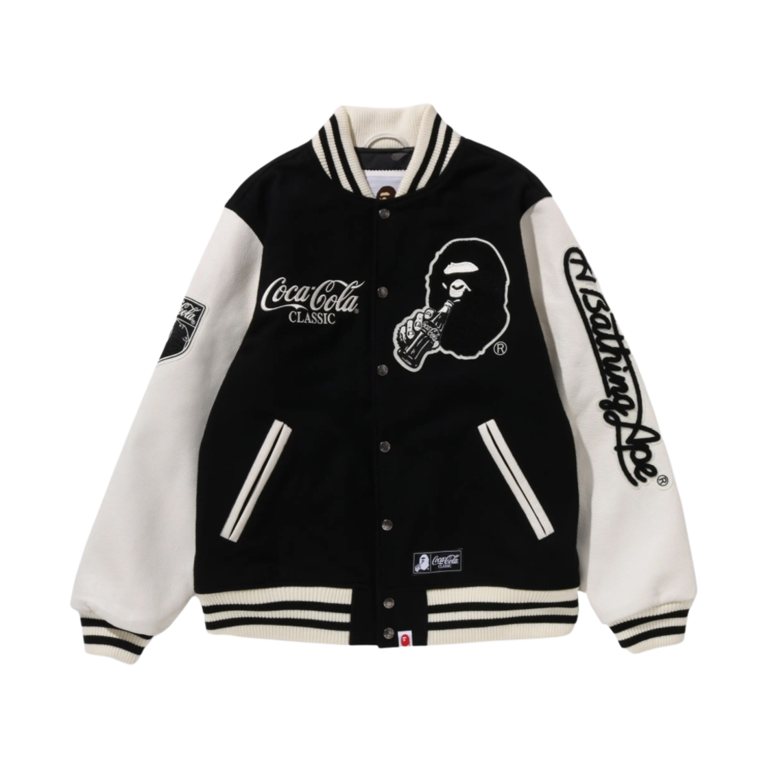 베이프 x 코카콜라 바시티 자켓 블랙(BAPE x Coca Cola Varsity Jacket Black)