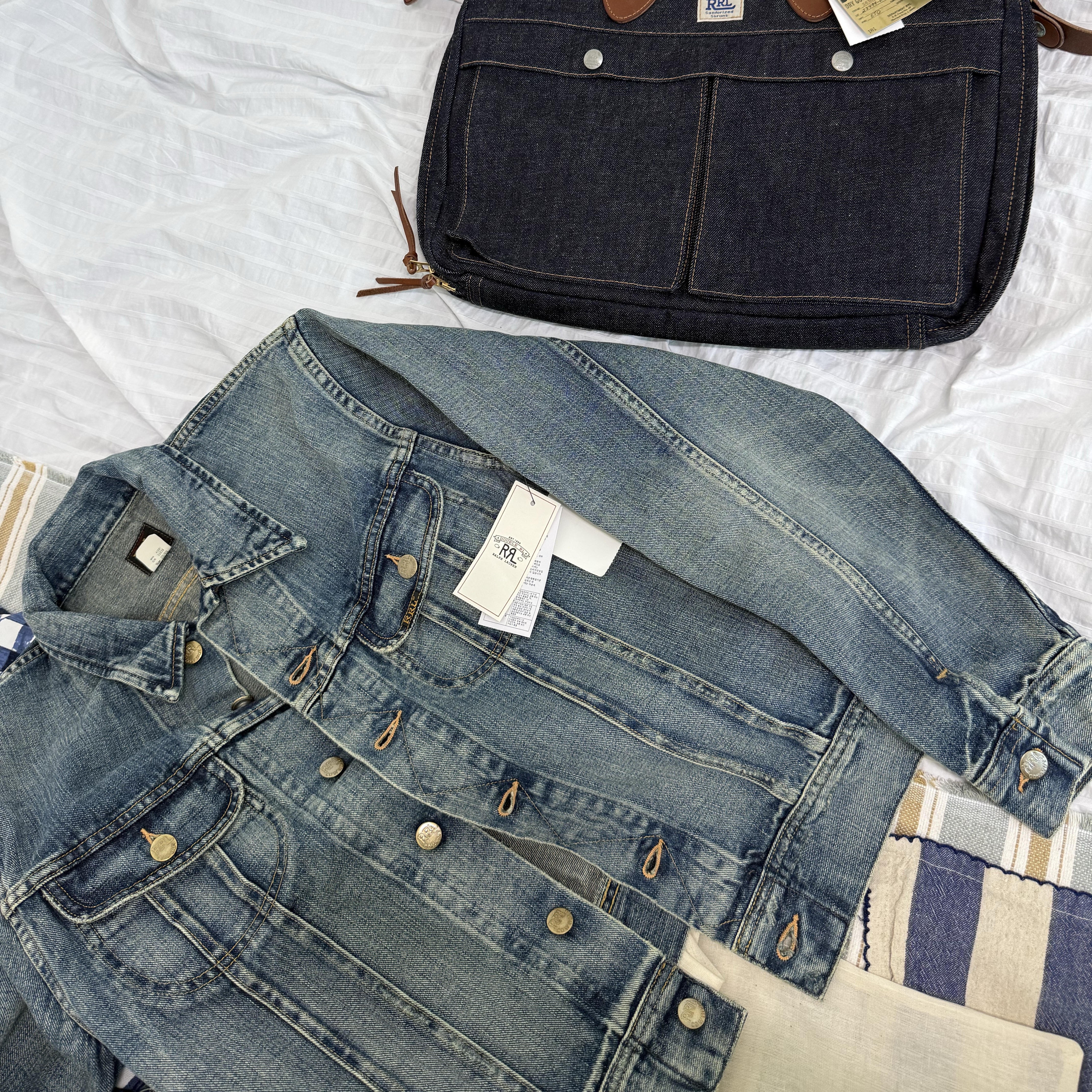 Double RL Indigo Denim Jacket Leland Wash 착용 스타일