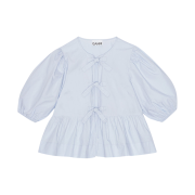 (W) Ganni Light Cotton Poplin Peplum Blouse Heather