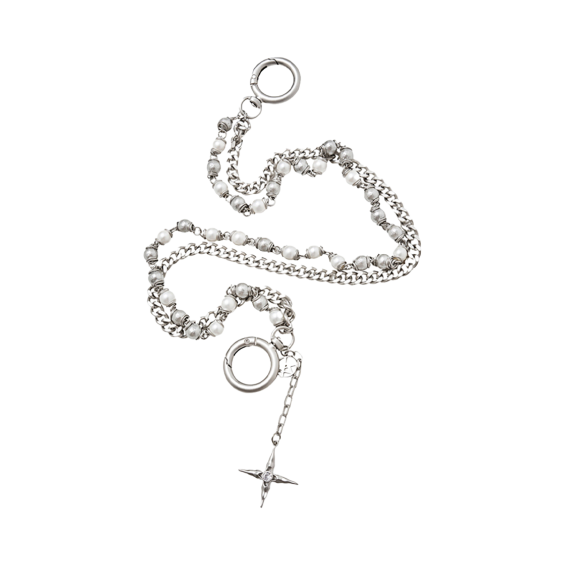 알렌느 메탈릭 & 화이트 펄 레이어 키체인(Haleine Metallic & White Pearl Layer Keychain)