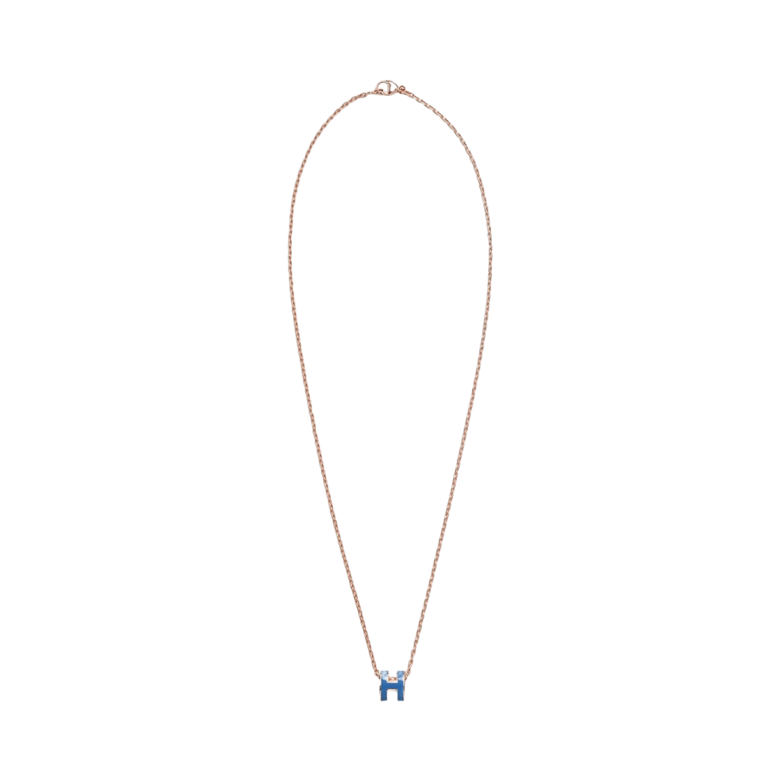 (W) 에르메스 미니 팝아슈 펜던트 로즈 골드 하드웨어 & 블루 사튀르((W) Hermes Mini Pop H Pendant Rose Gold & Bleu Sature) - 1