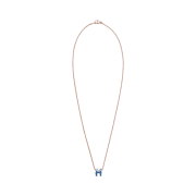 (W) Hermes Mini Pop H Pendant Rose Gold & Bleu Sature