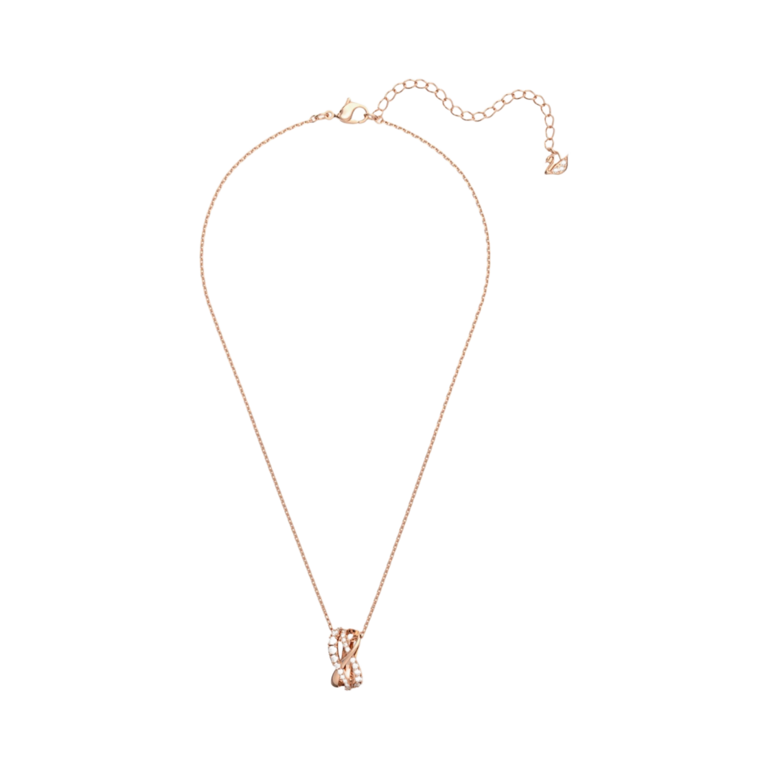 (W) 스와로브스키 트위스트 네클리스 화이트 로즈 골드 플래팅((W) Swarovski Twist Necklace White Rose Gold Plated)