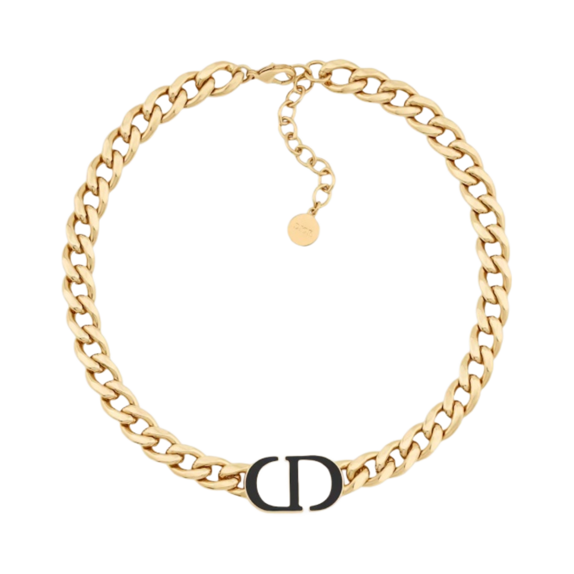 (W) 디올 30 몽테뉴 네클리스 골드 피니쉬 메탈 블랙 래커((W) Dior 30 Montaigne Necklace Gold Finish Metal Black Lacquer) - 1