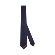 Gucci Double G Horsebit Jacquard Silk Tie Midnight Blue