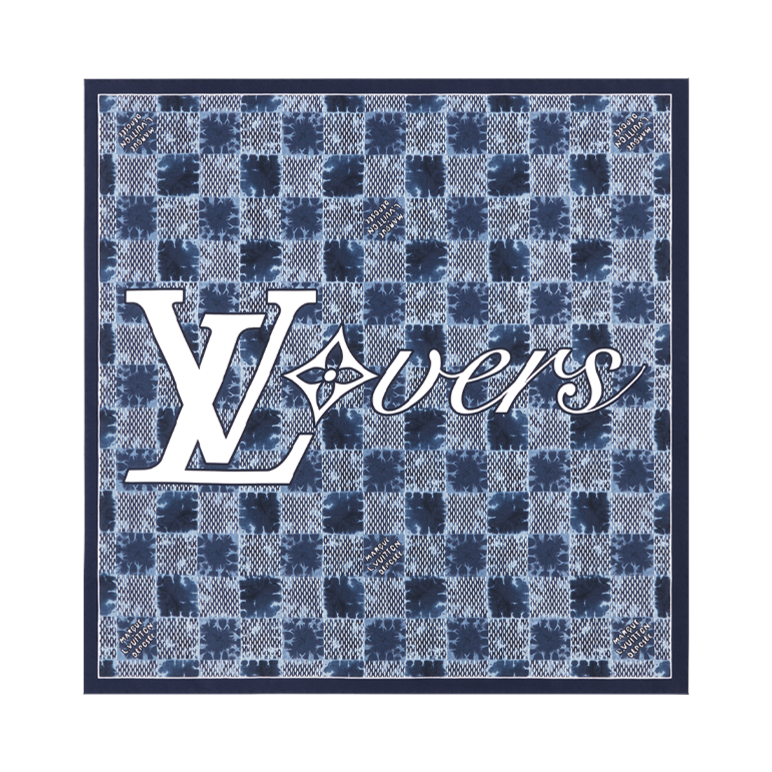 M96293 Louis Vuitton Splash Damier Silk Square Navy