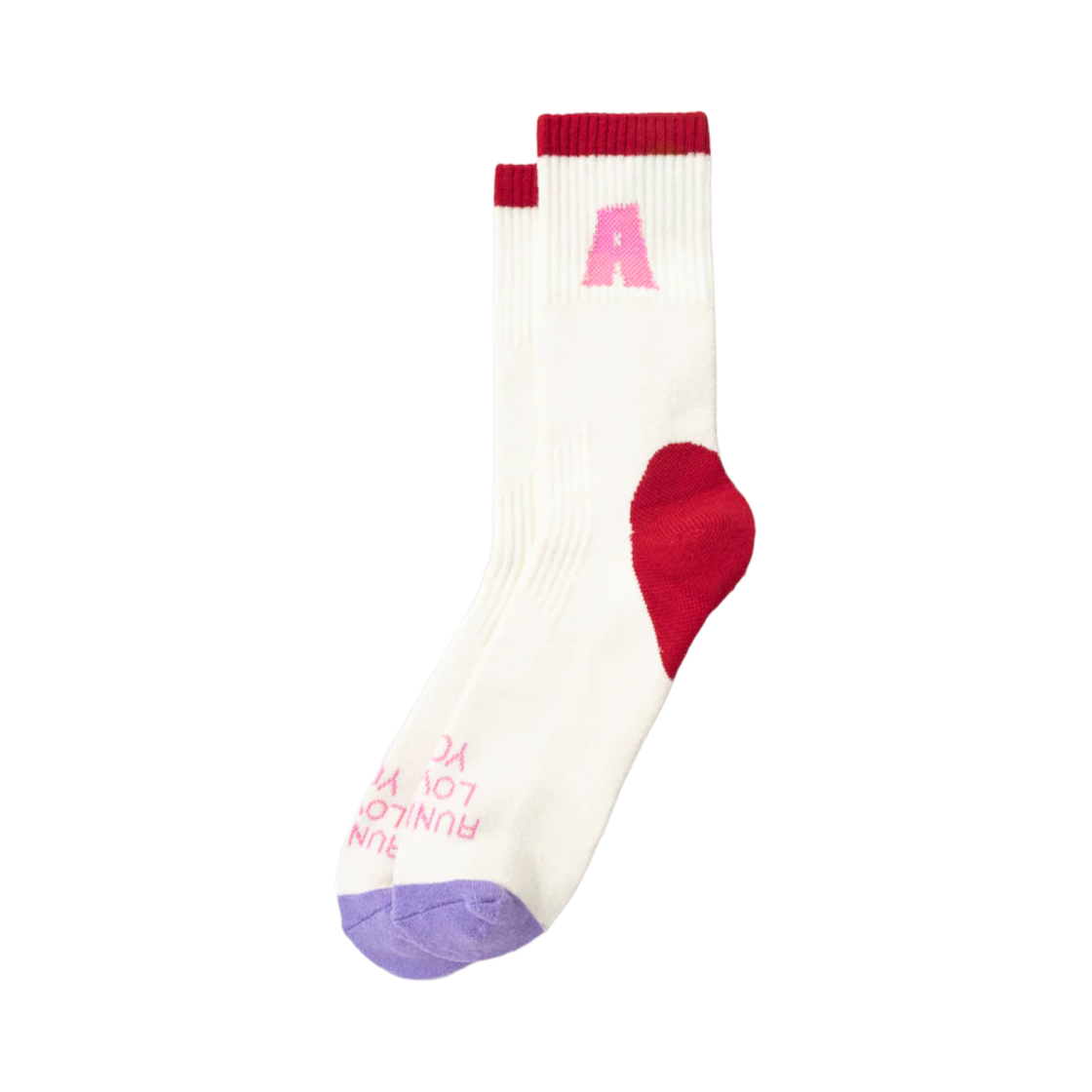 알렉스 조노 핏 허거스 러닝 러브 유 삭스 화이트(Alex Zono Feet Huggers Running Loves You Socks White)