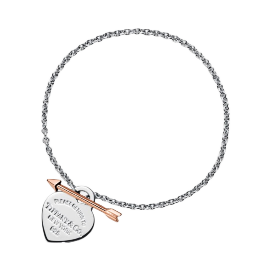 티파니 앤 코 리턴 투 티파니 러브스트럭 하트 태그 브레이슬릿 실버 & 로즈 골드