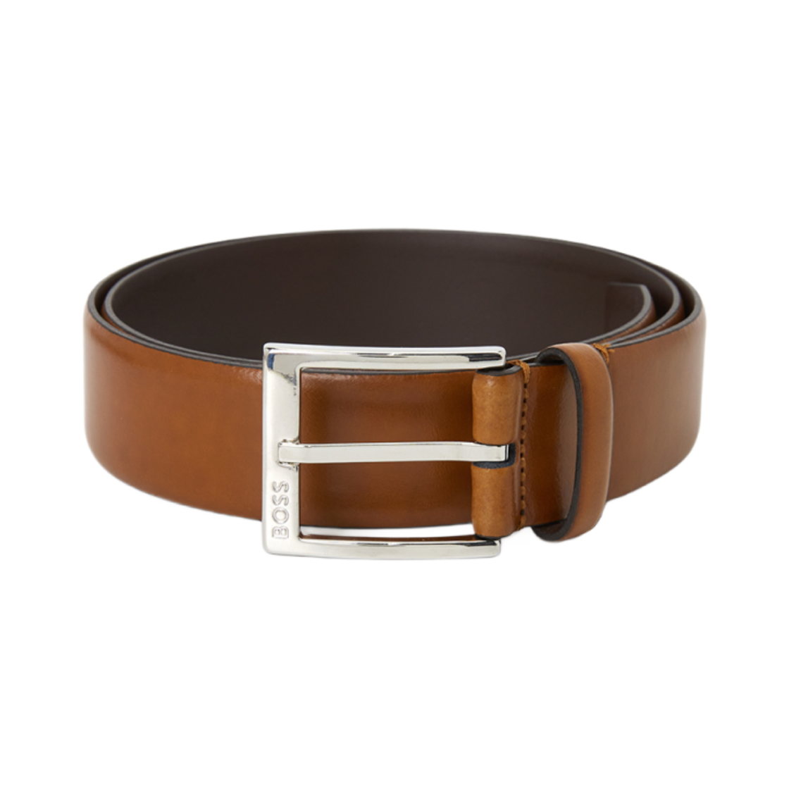 50482241-214 Hugo Boss Italian Leather Belt with Branded Buckle Brown