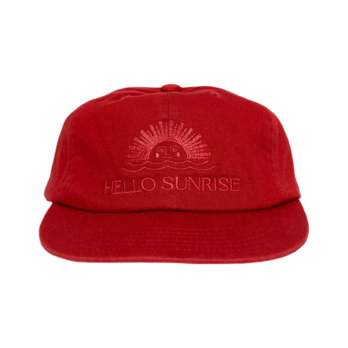 헬로선라이즈 워시드 OG 로고 6패널 캡 딥 레드 | Hello Sunrise