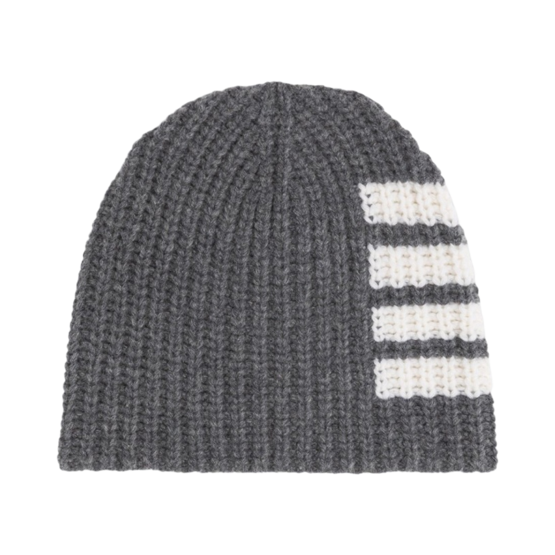 톰브라운 청키 메리노 사선 하프 가디건 스티치 비니 미디움 그레이(Thom Browne Chunky Merino 4-Bar Half Cardigan Stitch Beanie Medium Grey) - 1