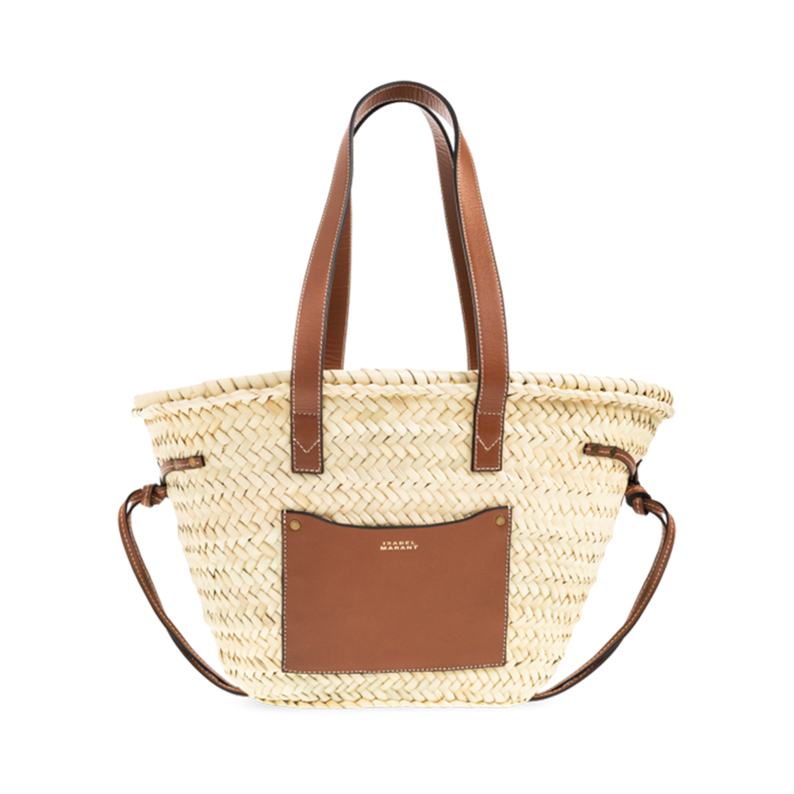 PP0043FA-A1X16M-NLCG Isabel Marant Medium Cadix Raphia Basket Bag Natural Cognac - 24SS