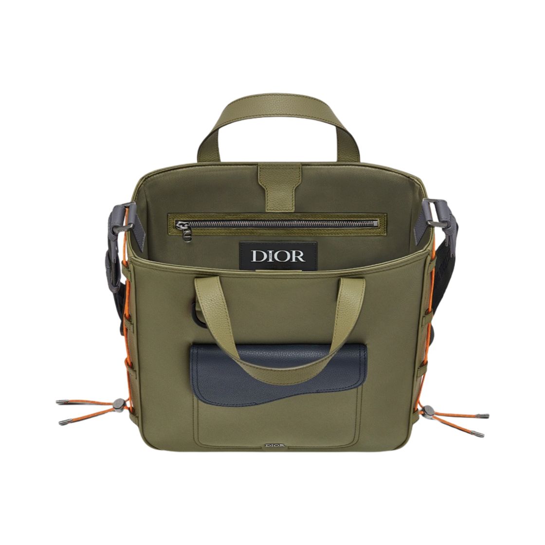 1ADSH198USF-H65E Dior x Sacai Saddle Shoulder Strap Tote Bag Olive - #3