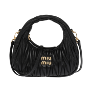 Miu Miu Wander Matelasse Nappa Leather Hobo Mini Bag Black