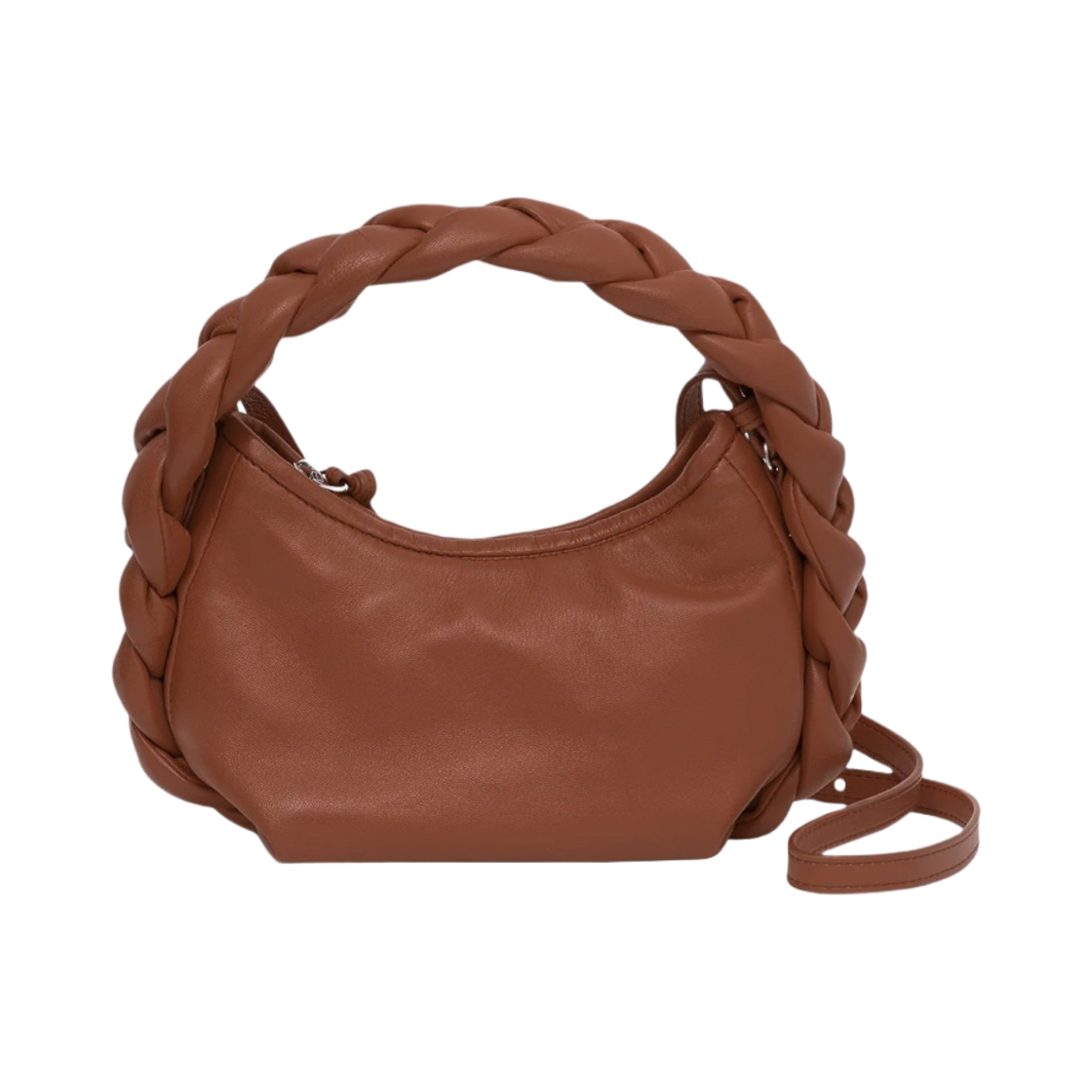 WBS21ESNI001 Hereu Espiga Mini Plaited Padded-detail Crossbody Bag Chestnut