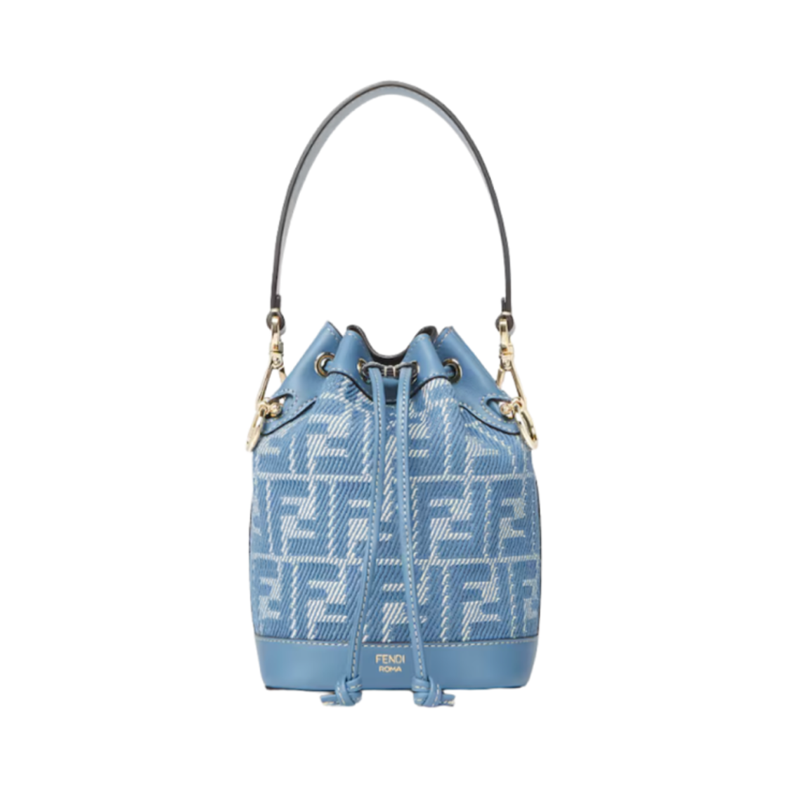 8BS093AUPXF1SKL Fendi Mon Tresor Denim FF Jacquard Mini Bag Blue