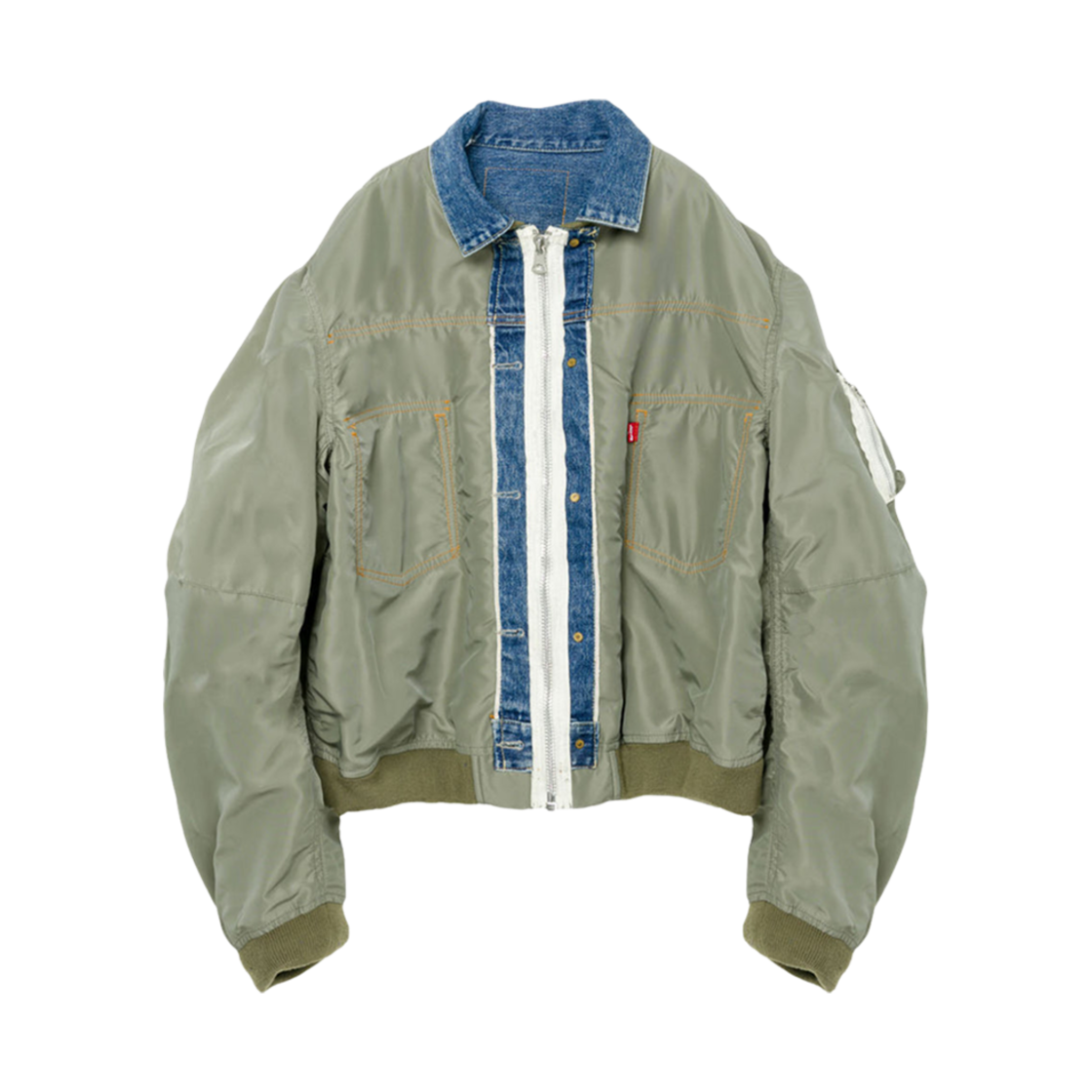 리바이스 x 사카이 데님 x 나일론 트윌 리버시블 블루종 블루 카키(Levi's x Sacai Denim x Nylon Twill Reversible Blouson Blue Khaki)